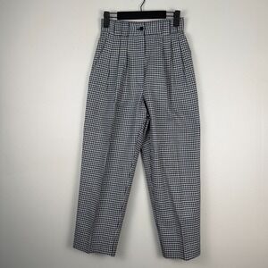 Vintage Smart Parts Pants Womens 3 (24x24) Gray Blue Houndstooth Cropped Pleated